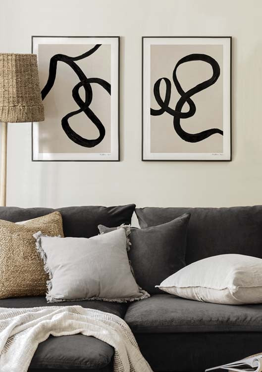 Watercolor abstract lines poster pack for nursery and home wall decor.