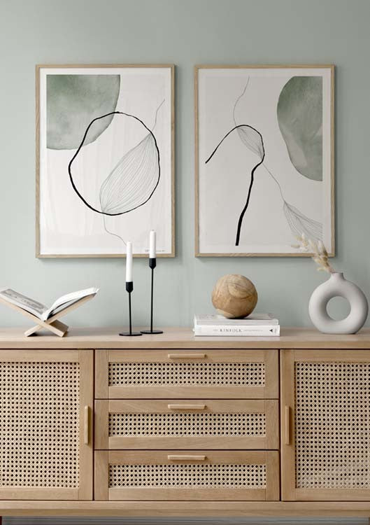 Watercolor green abstract poster pack for nursery and home wall decor.