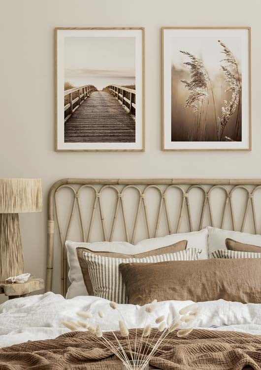 Watercolor soft brown poster pack for nursery and home wall decor.