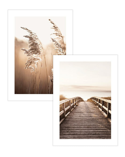 Watercolor soft brown poster pack for nursery and home wall decor.