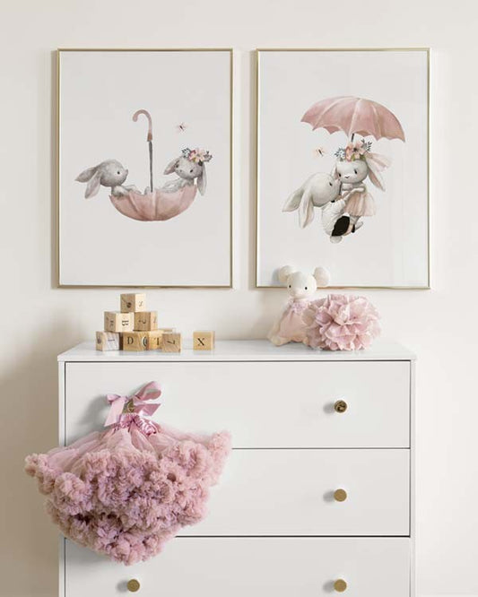 Watercolor kids poster pack for nursery and home wall decor.