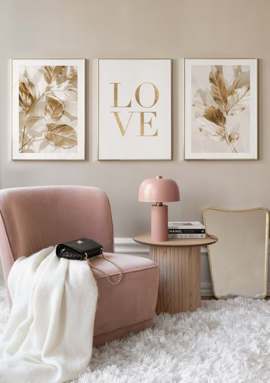 Watercolor golden poster pack for nursery and home wall decor.
