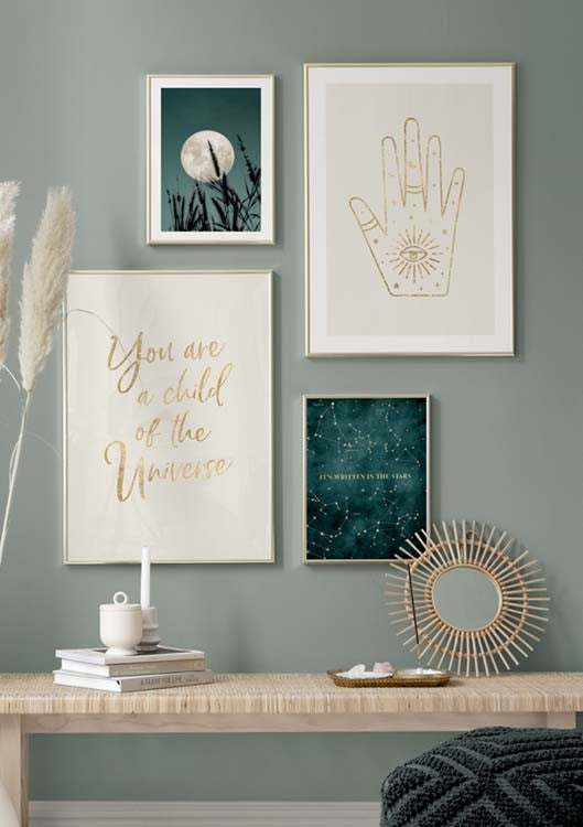 Watercolor astrology poster pack for nursery and home wall decor.