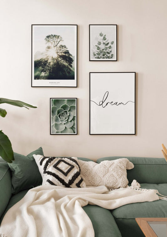 Watercolor calm nature poster pack for nursery and home wall decor.