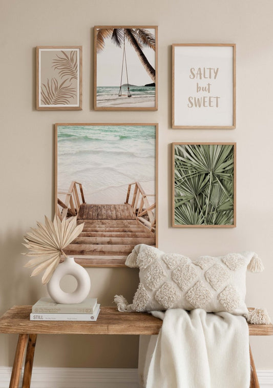 Watercolor vacation poster pack for nursery and home wall decor.
