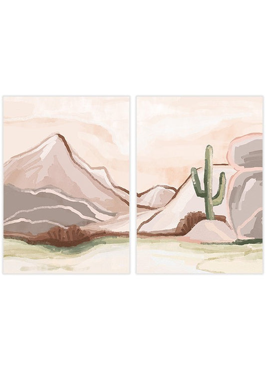 Watercolor boho landscape poster pack for nursery and home wall decor.
