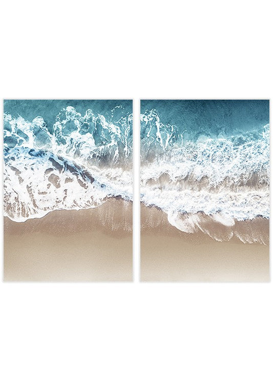 Watercolor tropical waves poster pack for nursery and home wall decor.