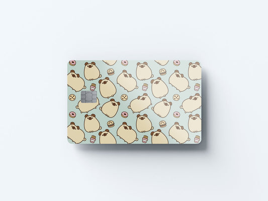Watercolor pugsheen and sweets design | credit card sticker | small chip | credit card skin for nursery and home wall decor.