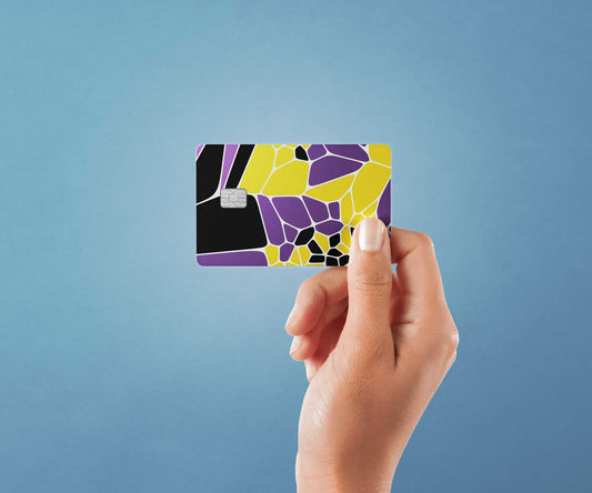 Watercolor purple and yellow stones design | credit card sticker | small chip | credit card skin for nursery and home wall decor.