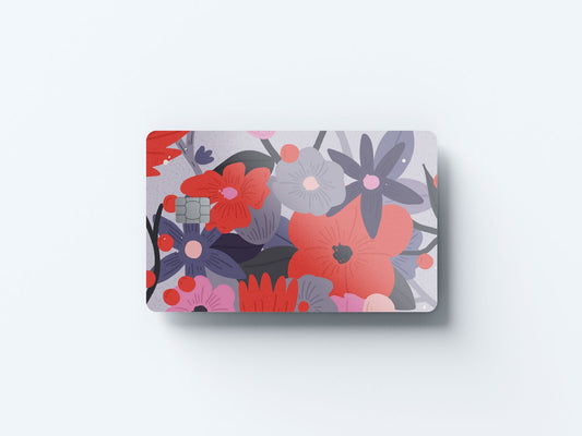 Watercolor purple floral design | credit card sticker | small chip | credit card skin for nursery and home wall decor.