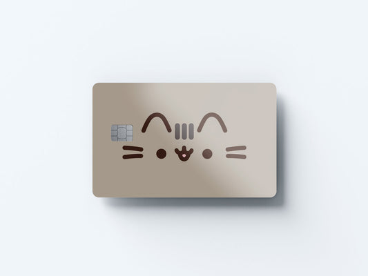 Watercolor pusheenified happy design | credit card sticker | small chip | credit card skin for nursery and home wall decor.
