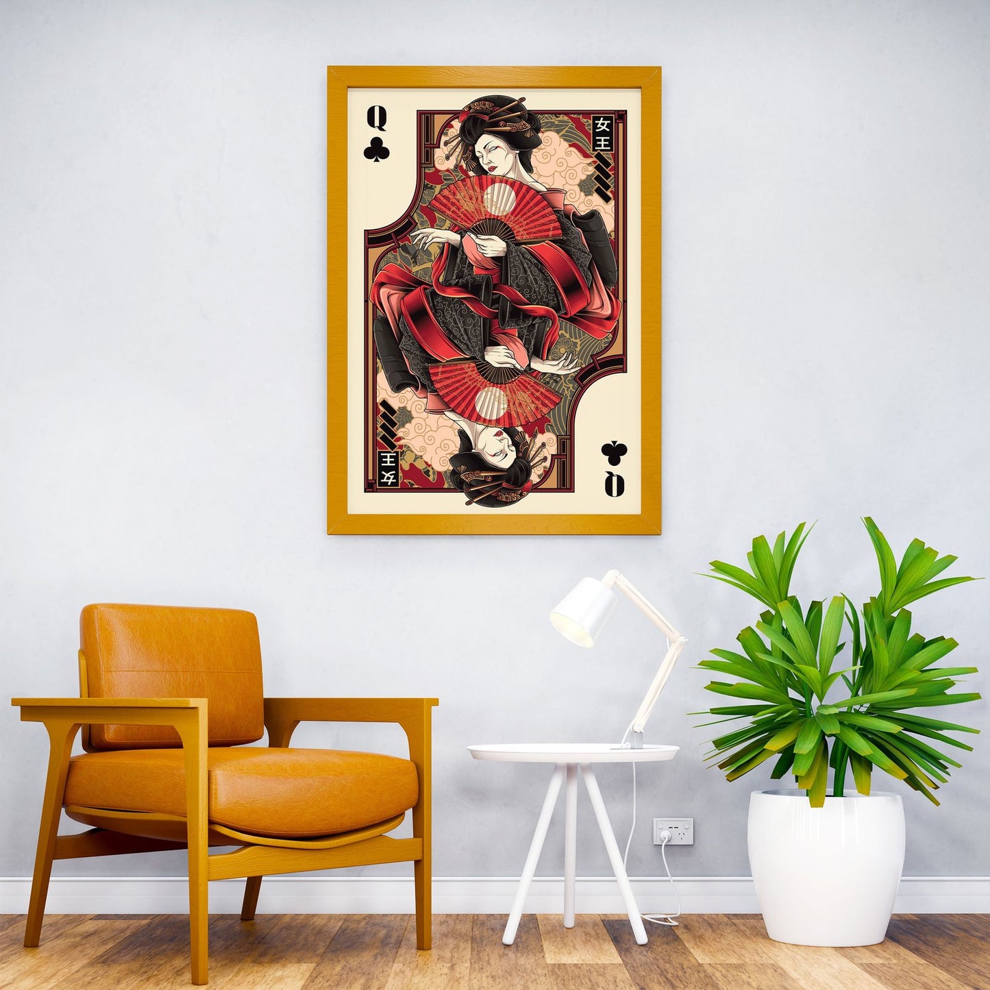 queen of clubs card Asian Style Poster | Wall A rt for Home & Office | High-Quality Print
