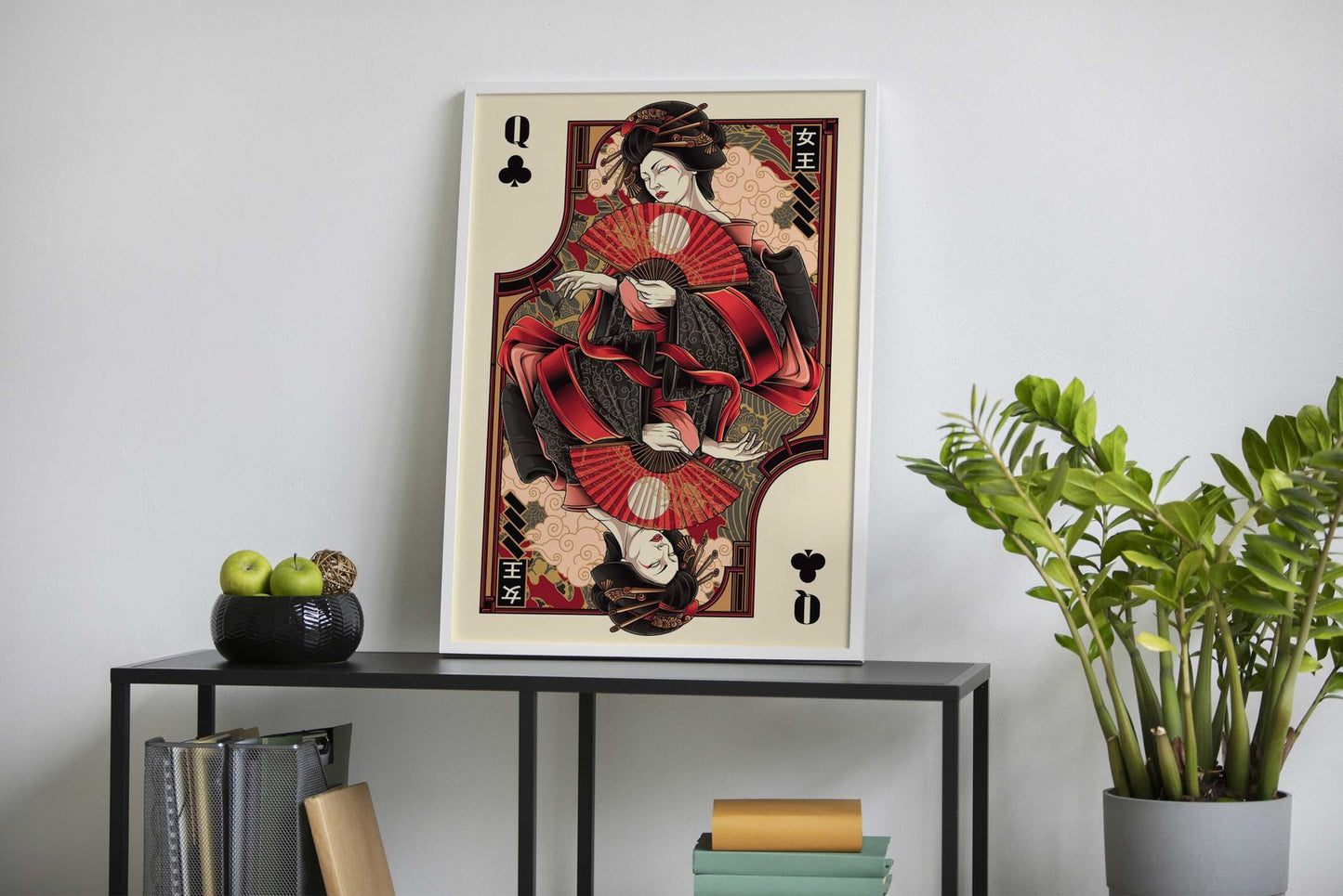 queen of clubs card Asian Style Poster | Wall A rt for Home & Office | High-Quality Print