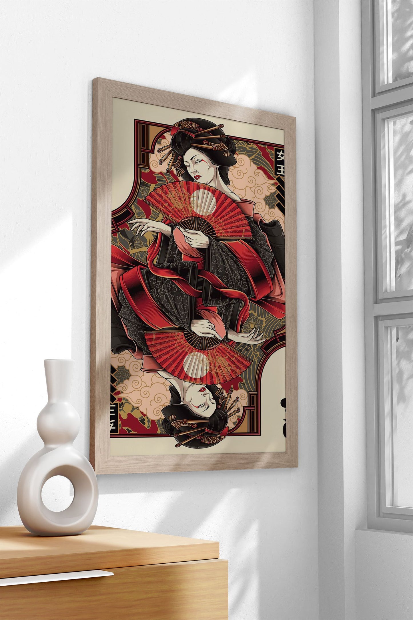 queen of clubs card Asian Style Poster | Wall A rt for Home & Office | High-Quality Print