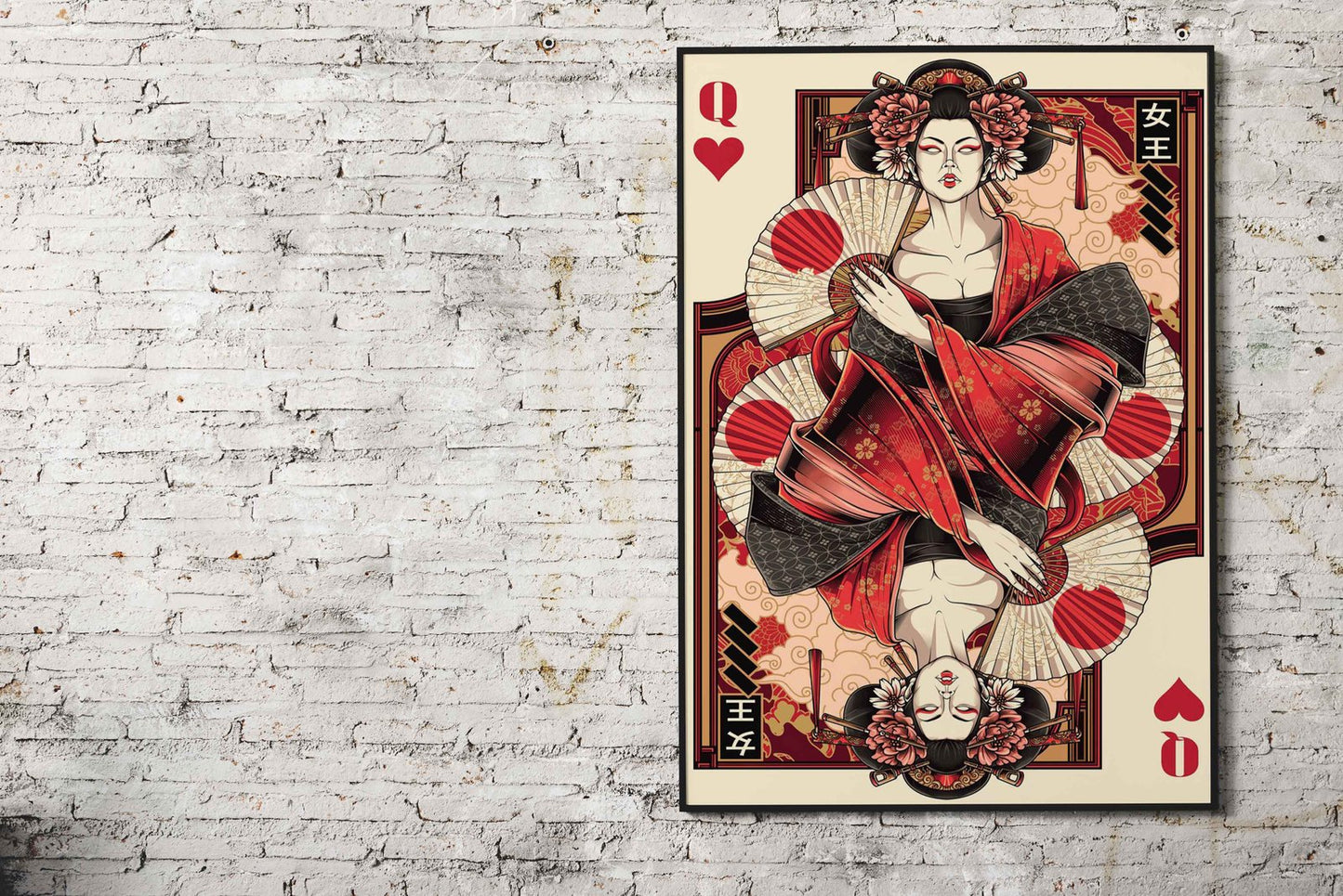 queen of heart card Asian Style Poster | Wall A rt for Home & Office | High-Quality Print