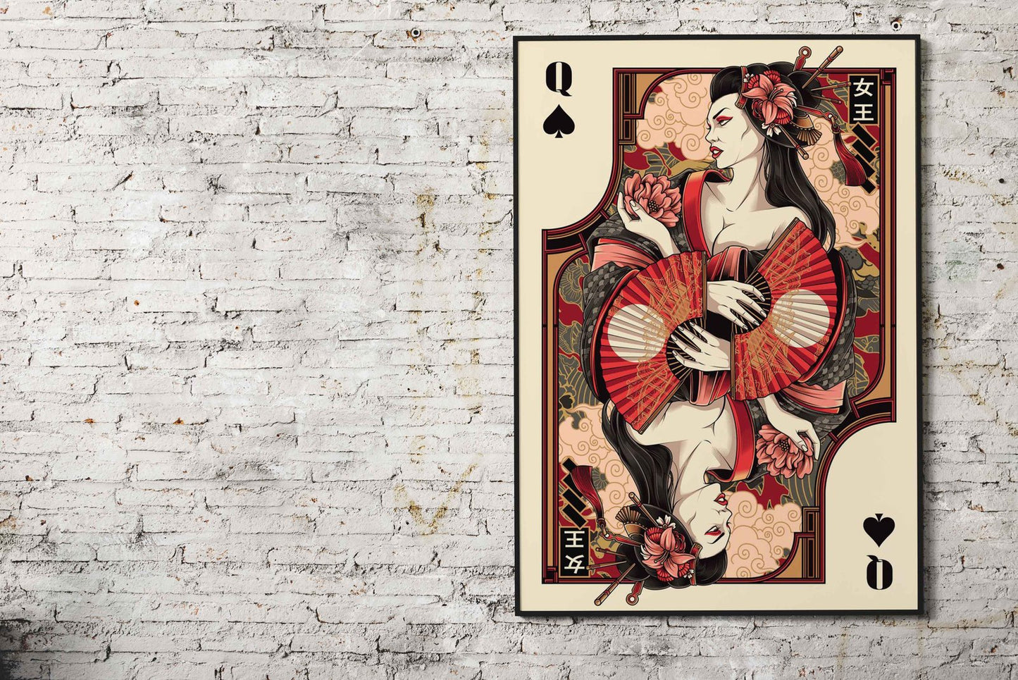 queen of spade card Asian Style Poster | Wall  Art for Home & Office | High-Quality Print