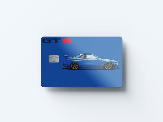 Watercolor r34 gtr design | credit card sticker | small chip | credit card skin for nursery and home wall decor.
