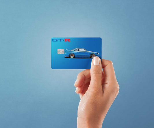 Watercolor r34 gtr design | credit card sticker | small chip | credit card skin for nursery and home wall decor.