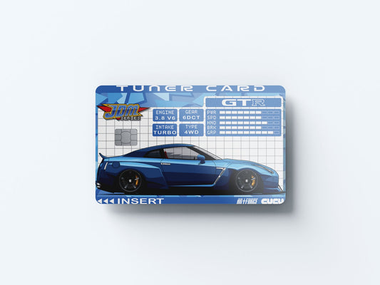 Watercolor r35 gtr tuner card design | credit card sticker | small chip | credit card skin for nursery and home wall decor.