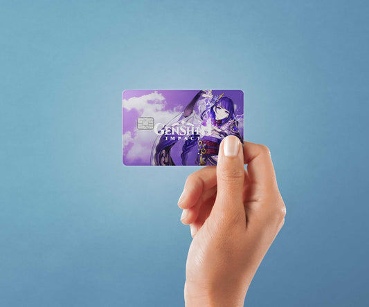 Watercolor raiden shogun design | credit card sticker | small chip | credit card skin for nursery and home wall decor.