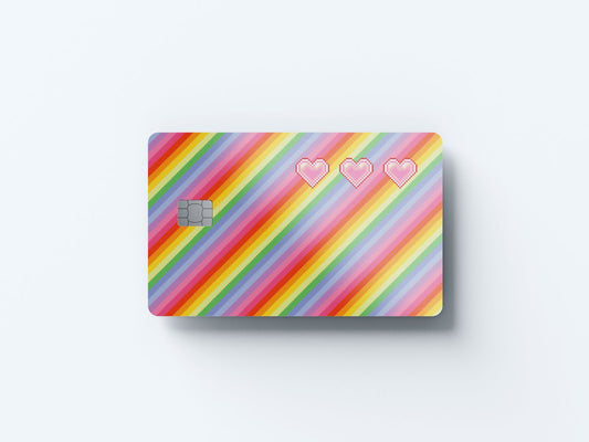 Watercolor rainbow love design | credit card sticker | small chip | credit card skin for nursery and home wall decor.