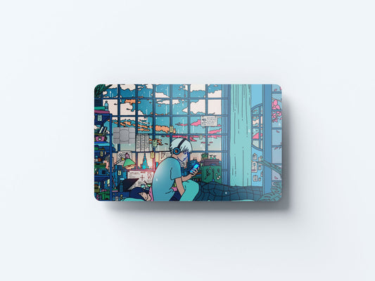 Watercolor rainy morning design | credit card sticker | small chip | credit card skin for nursery and home wall decor.