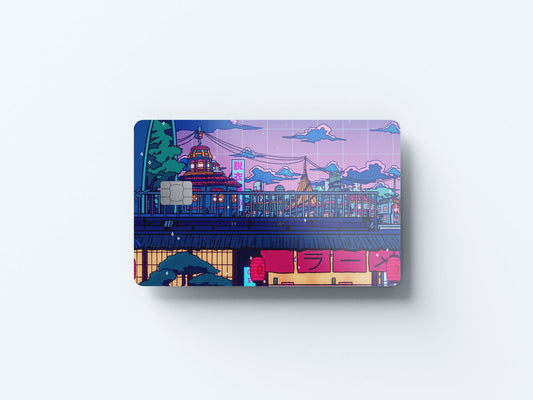 Watercolor ramen village design | credit card sticker | small chip | credit card skin for nursery and home wall decor.