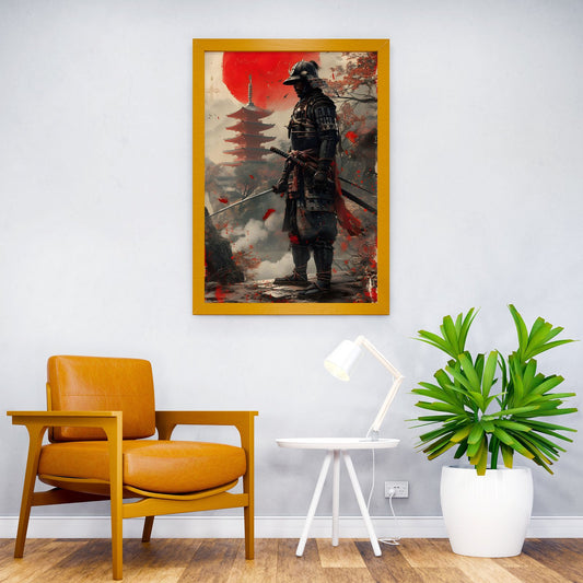 red moon Samurai Warrior Asian Style Poster | Wall Art for Home & Office | High-Quality Print - High-Quality Visual Display