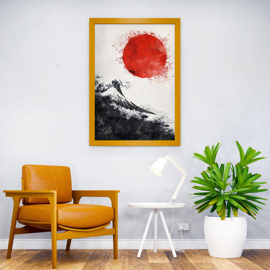 red sun front fuji Asian Style Poster | Wall Art for Home & Office | High-Quality Print - High-Quality Visual Display