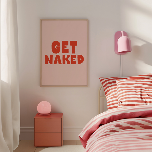 Get Naked | Red and Blush | Art Print - High-Quality Premium Wall Art Decor Sticker