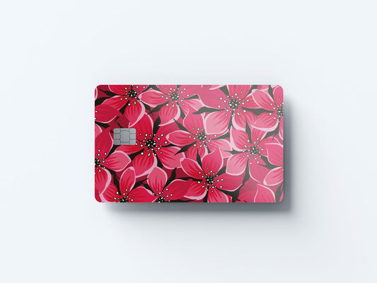 Watercolor red florals design | credit card sticker | small chip | credit card skin for nursery and home wall decor.