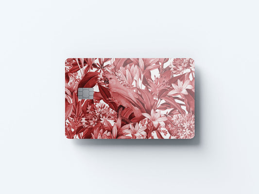 Watercolor red parrot floral design | credit card sticker | small chip | credit card skin for nursery and home wall decor.