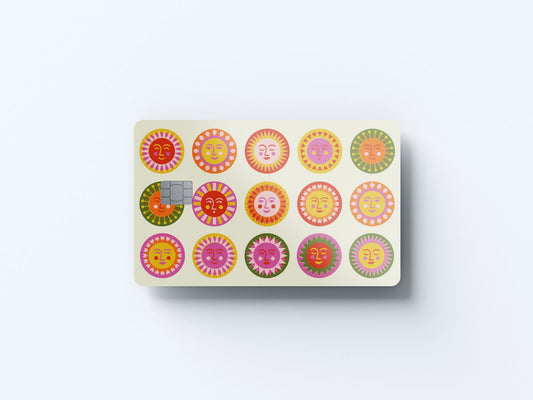 Watercolor retro suns design | credit card sticker | small chip | credit card skin for nursery and home wall decor.