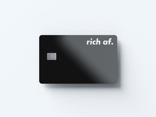 Watercolor rich af design | credit card sticker | small chip | credit card skin for nursery and home wall decor.