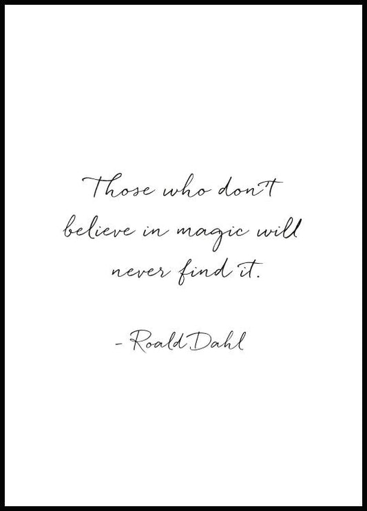 Watercolor roald dahl magic poster for nursery and home wall decor.
