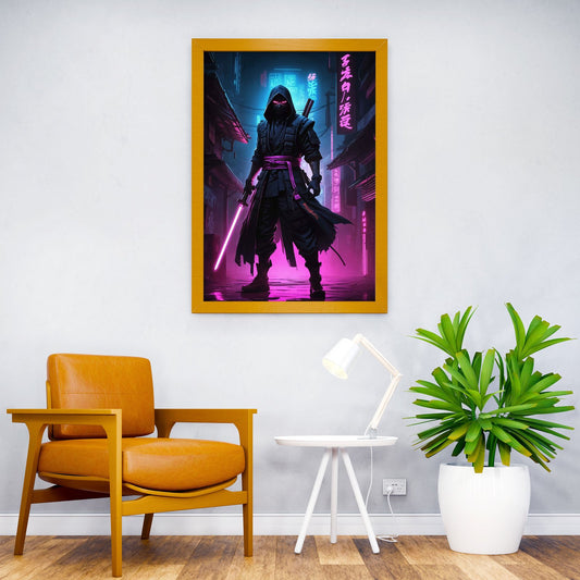samurai cyberpunk neon Asian Style Poster | Wall Art for Home & Office | High-Quality Print - High-Quality Visual Display