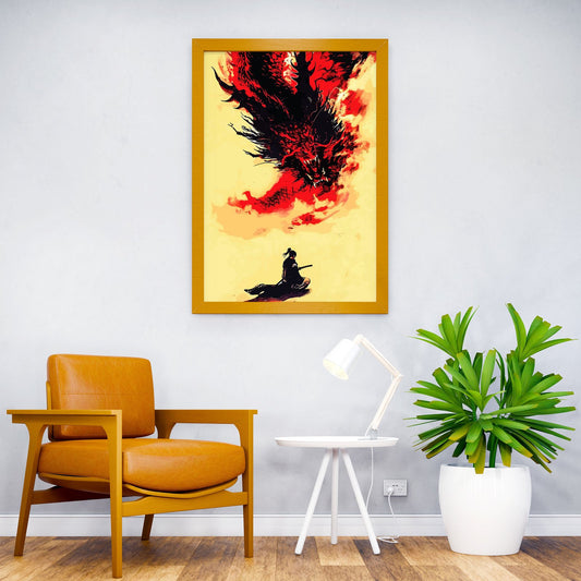 samurai dragon red Asian Style Poster | Wall Art for Home & Office | High-Quality Print - High-Quality Visual Display