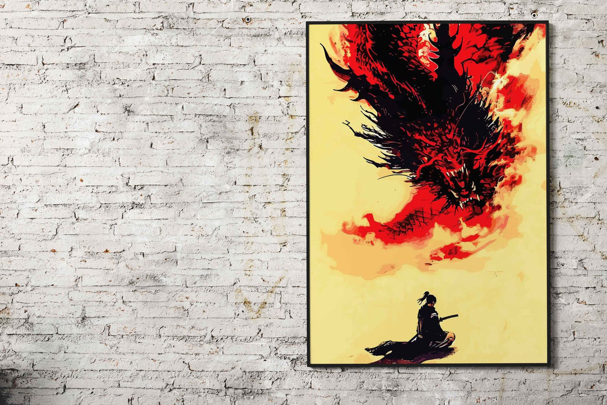 samurai dragon red Asian Style Poster | Wall Art for Home & Office | High-Quality Print - High-Quality Visual Display