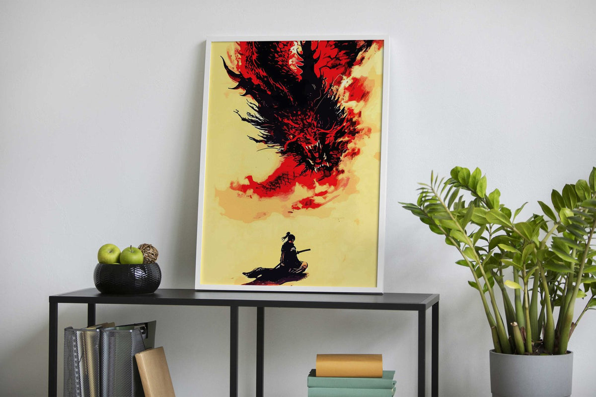 samurai dragon red Asian Style Poster | Wall Art for Home & Office | High-Quality Print - High-Quality Visual Display