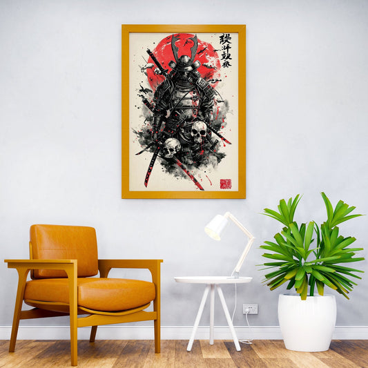 samurai japan watercolor Asian Style Poster | Wall Art for Home & Office | High-Quality Print - High-Quality Visual Display