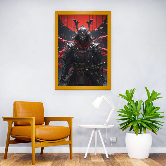 samurai moon red japan Asian Style Poster | Wall Art for Home & Office | High-Quality Print - High-Quality Visual Display