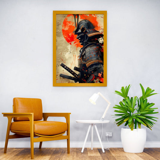 samurai moon red japanese Asian Style Poster | Wall Art for Home & Office | High-Quality Print - High-Quality Visual Display