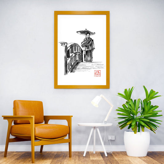 samurai on the bridge Asian Style Poster | Wall Art for Home & Office | High-Quality Print - High-Quality Visual Display