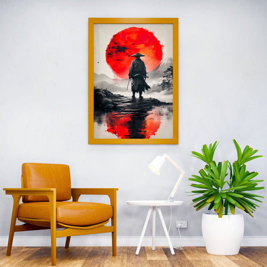 samurai red moon japan Asian Style Poster | Wall Art for Home & Office | High-Quality Print - High-Quality Visual Display