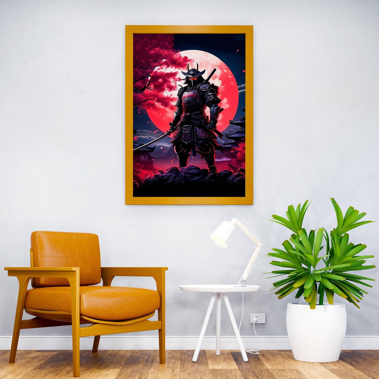samurai red moon japanese Asian Style Poster | Wall Art for Home & Office | High-Quality Print - High-Quality Visual Display