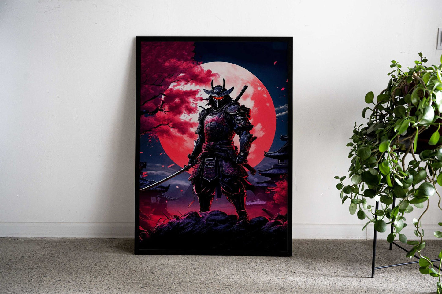 samurai red moon japanese Asian Style Poster | Wall Art for Home & Office | High-Quality Print - High-Quality Visual Display