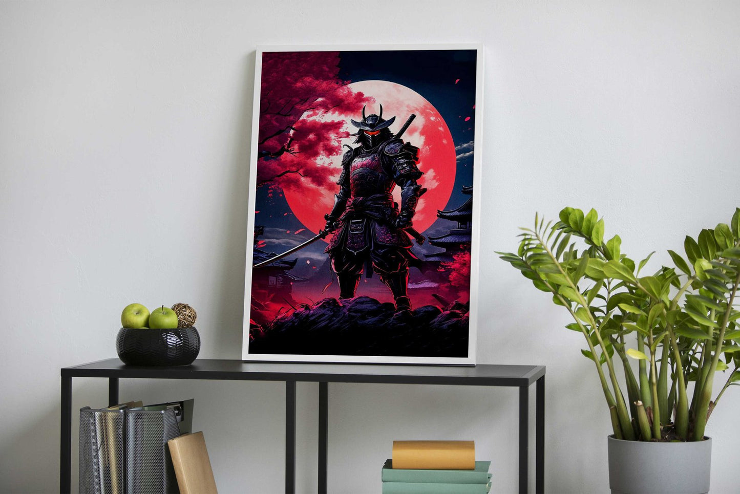 samurai red moon japanese Asian Style Poster | Wall Art for Home & Office | High-Quality Print - High-Quality Visual Display