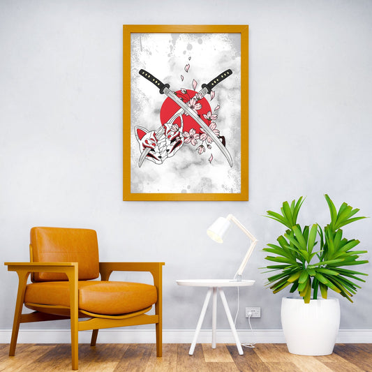 samurai sword and mask Asian Style Poster | Wall Art for Home & Office | High-Quality Print - High-Quality Visual Display