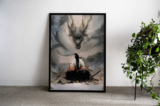 samurai the dragon Asian Style Poster | Wall Art for Home & Office | High-Quality Print - High-Quality Visual Display