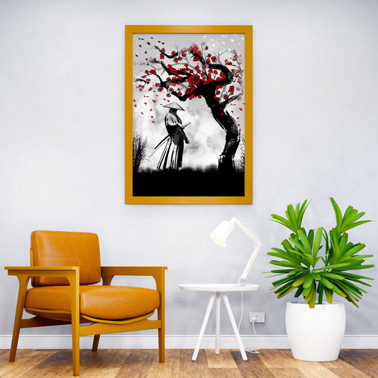 samurai with hat Asian Style Poster | Wall Art for Home & Office | High-Quality Print - High-Quality Visual Display
